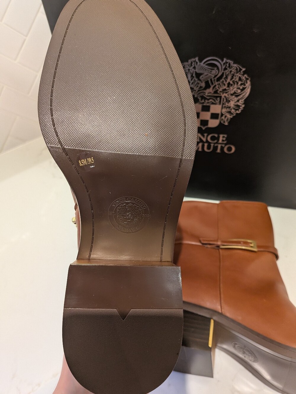 Women's Brown Leather Mid-Calf Ankle Boots (Size 8.5) Equestrian Minimalist Fall - Picture 3 of 7